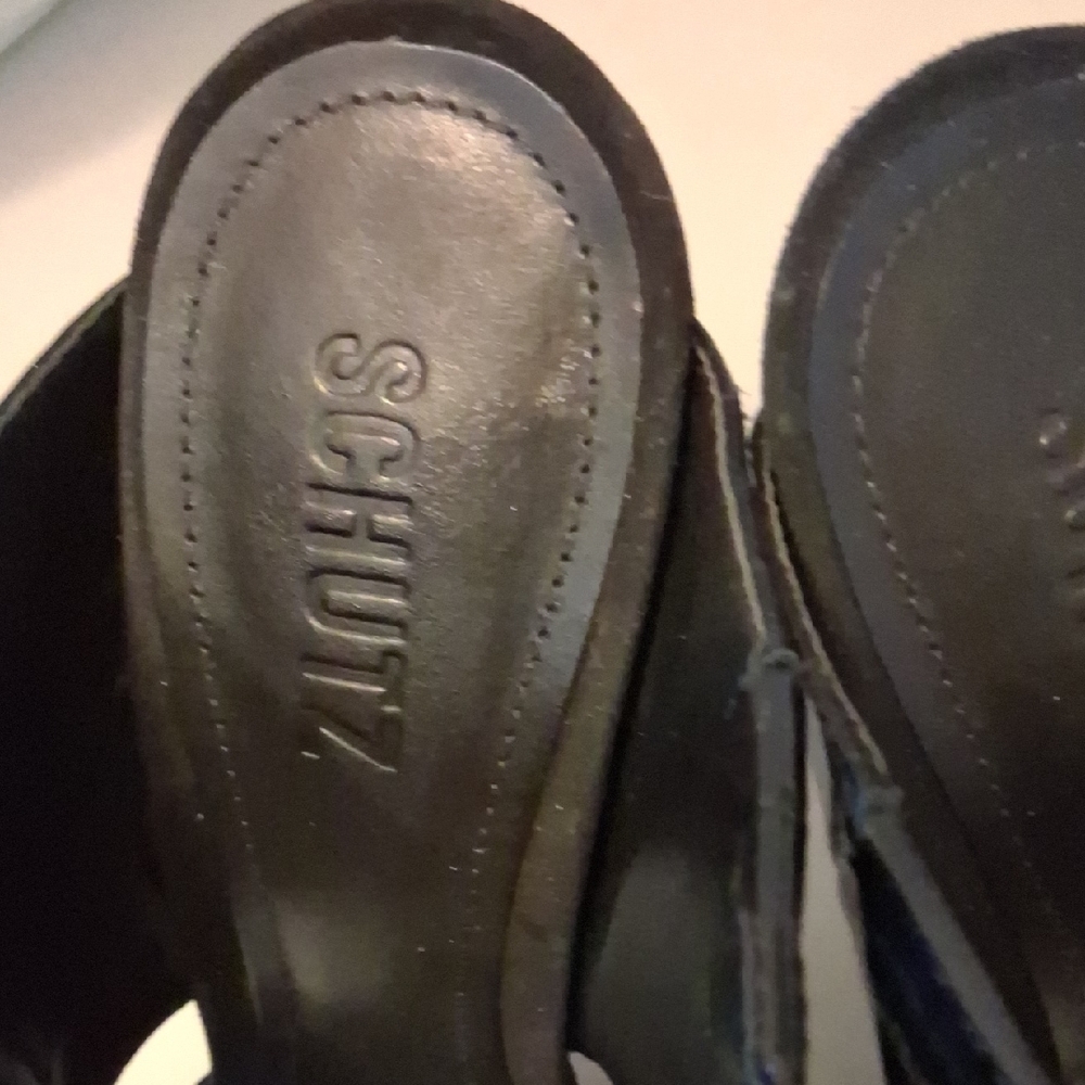 SCHUTZ Black Heels with Gold Accent - Picture 4 of 7